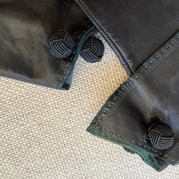 LEATHER Hand-Stitch Made in ITALY Paloma PALOMA PICASSO Gloves w/LEATHER CUFFS - Picture 12 of 16